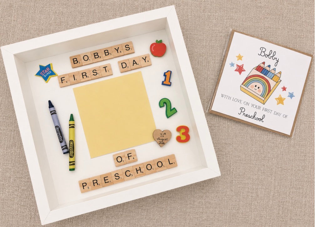 First day of preschool frame Picture Perfect Scrabble