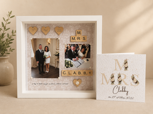 Wedding Frame-With Two Photos and Quote - Picture Perfect Scrabble
