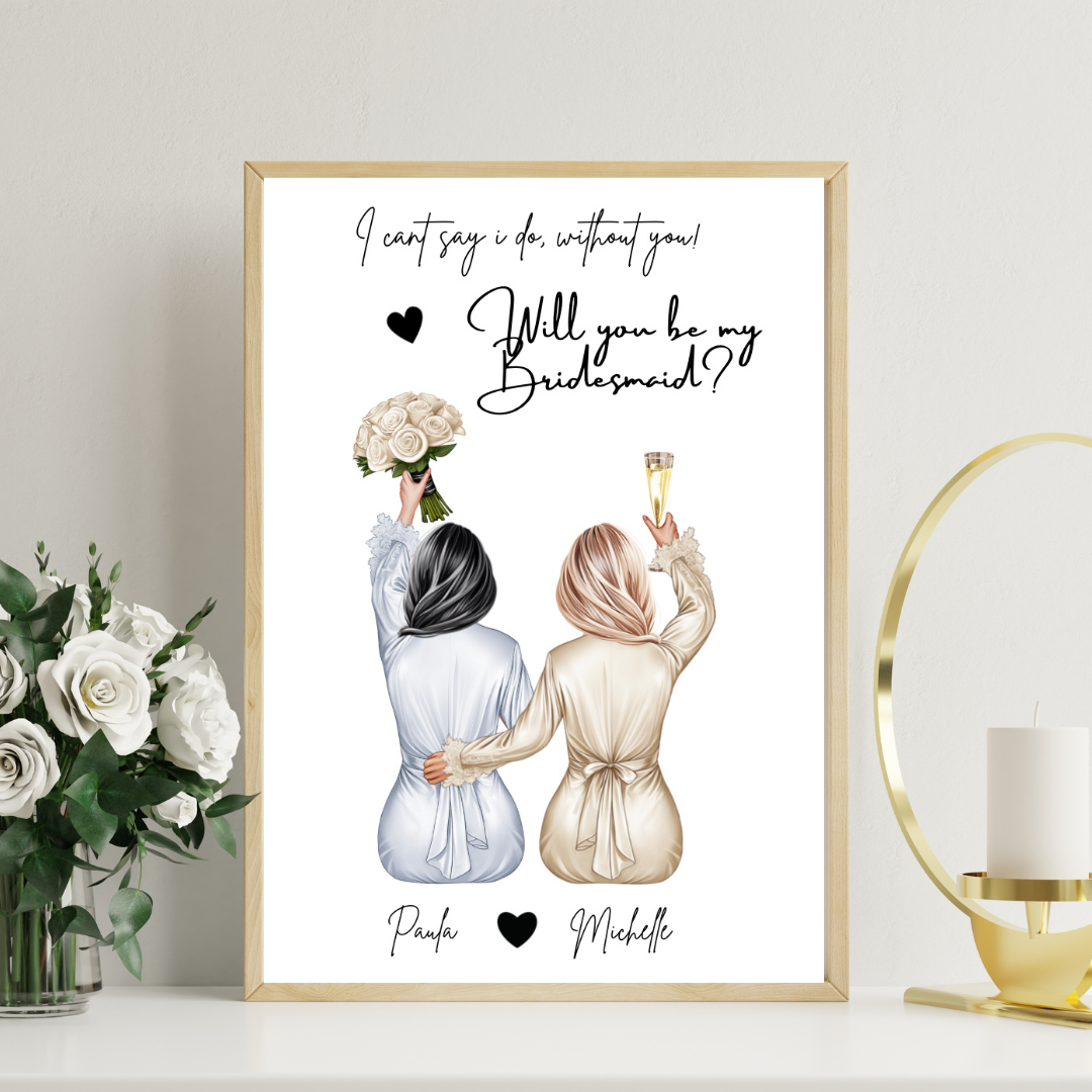 Bridesmaid/Maid of Honour Framed Print - Picture Perfect Scrabble