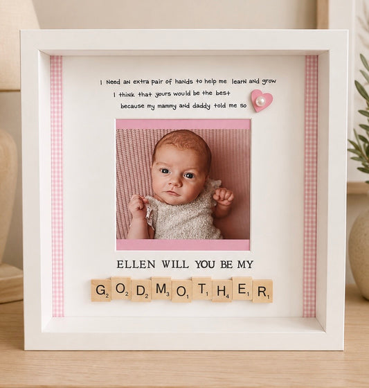 Will you be my Godmother/Godfather frame Picture Perfect Scrabble