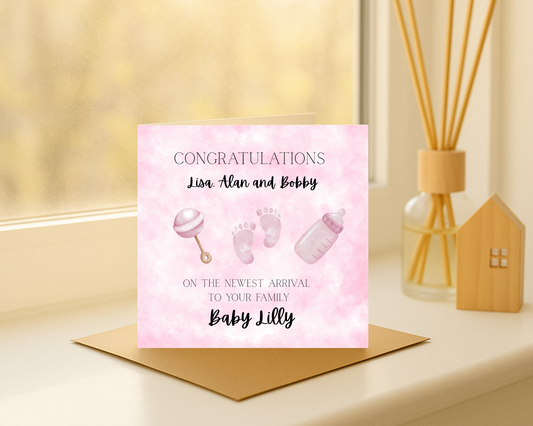 Congratulations to the Family Baby Card - Picture Perfect Scrabble