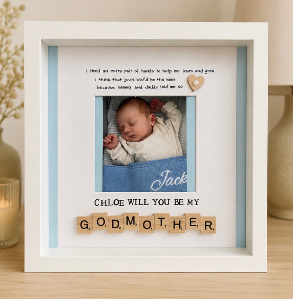 Will you be my Godmother/Godfather frame Picture Perfect Scrabble