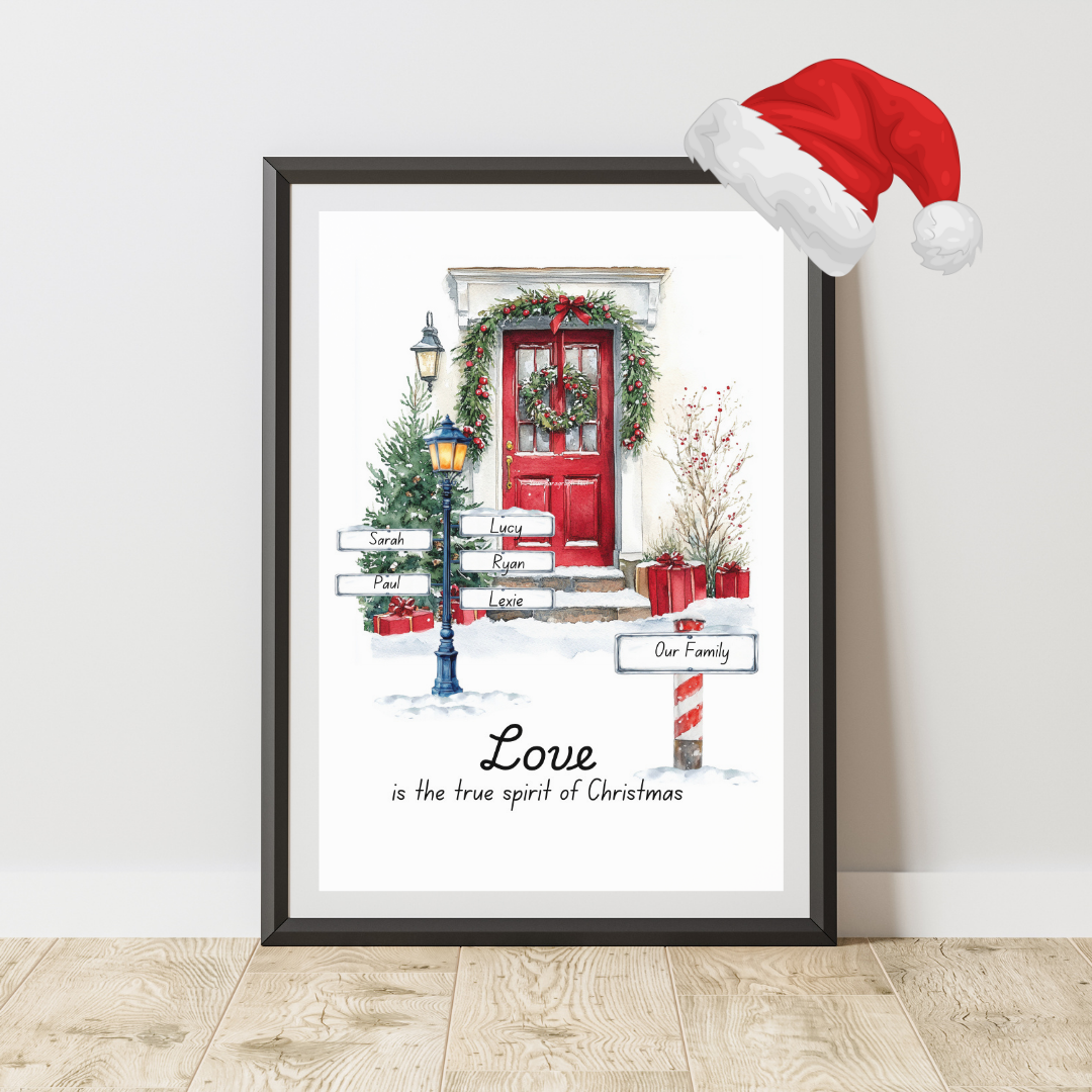 Family Christmas Name Framed Print - Picture Perfect Scrabble
