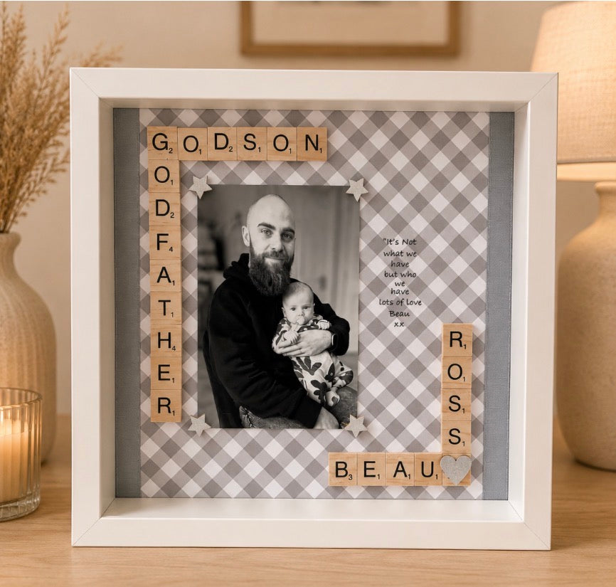 Godmother/Godfather Frame-With Photograph & Short Poem Picture Perfect Scrabble