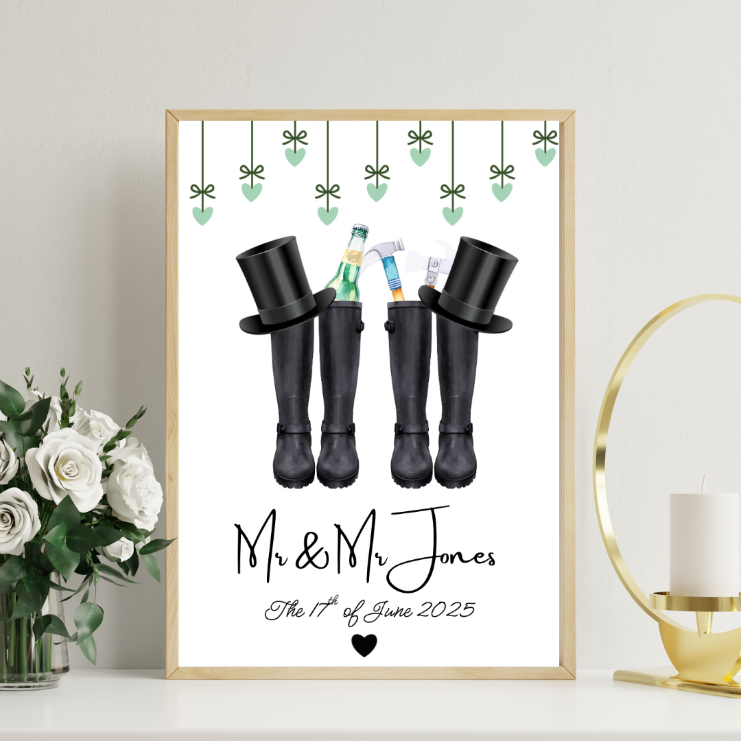 Wellie Boot Wedding Framed Print - Picture Perfect Scrabble