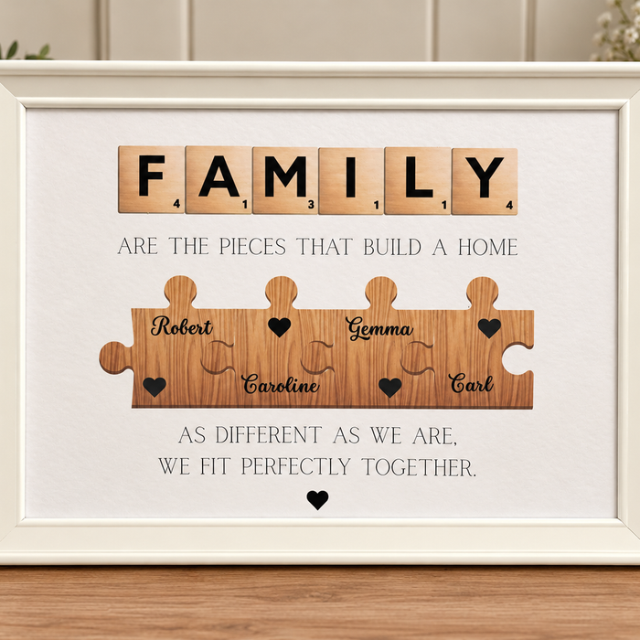 Family Puzzle Piece Framed Print