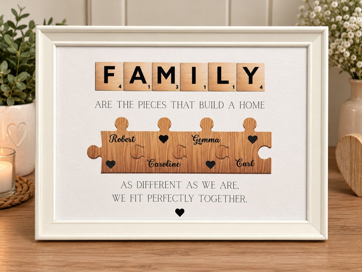 Family Puzzle Piece Framed Print