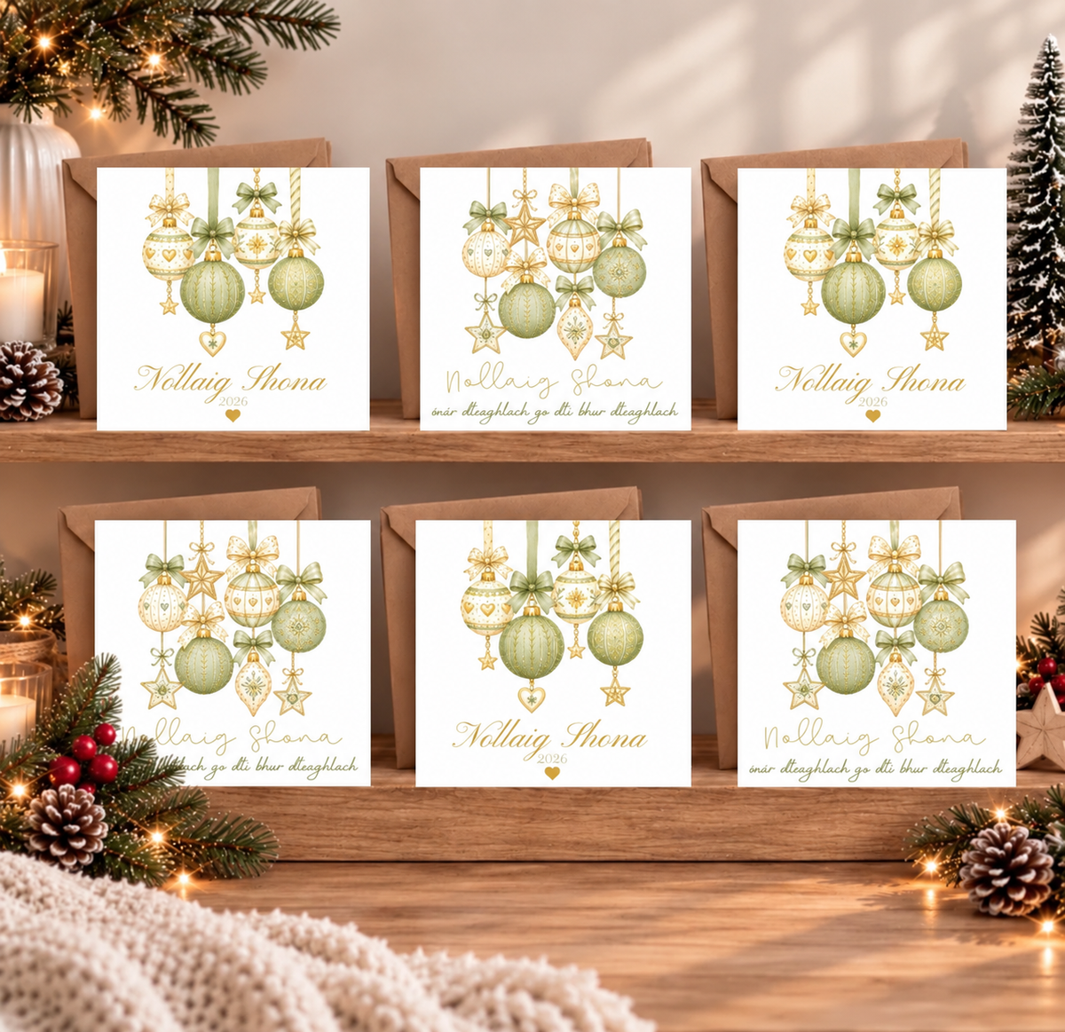 Irish Christmas Cards-Set of 6 Picture Perfect Scrabble