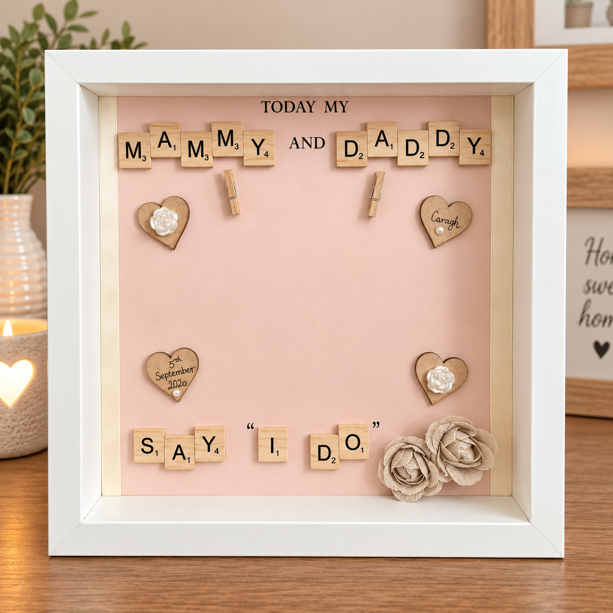 Mammy & Daddy Wedding Frame Picture Perfect Scrabble