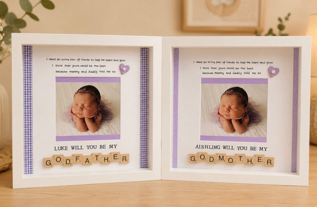 Will you be my Godmother/Godfather frame Picture Perfect Scrabble