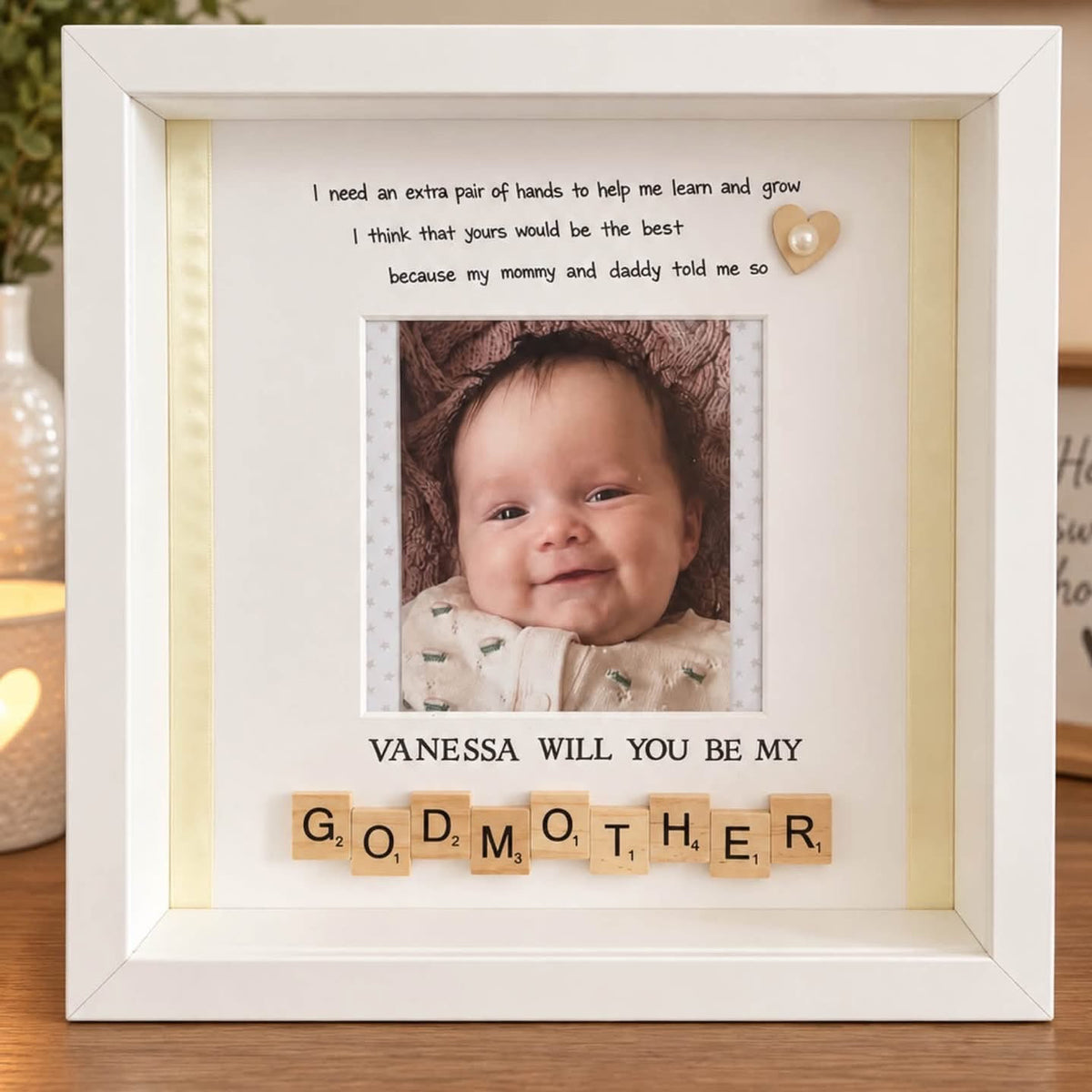 Will you be my Godmother/Godfather frame Picture Perfect Scrabble