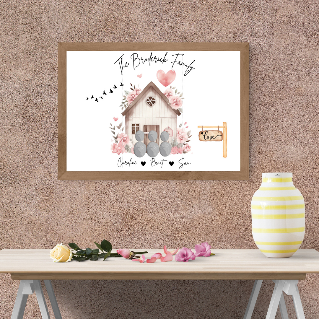 Family Pebble Framed Print - Picture Perfect Scrabble