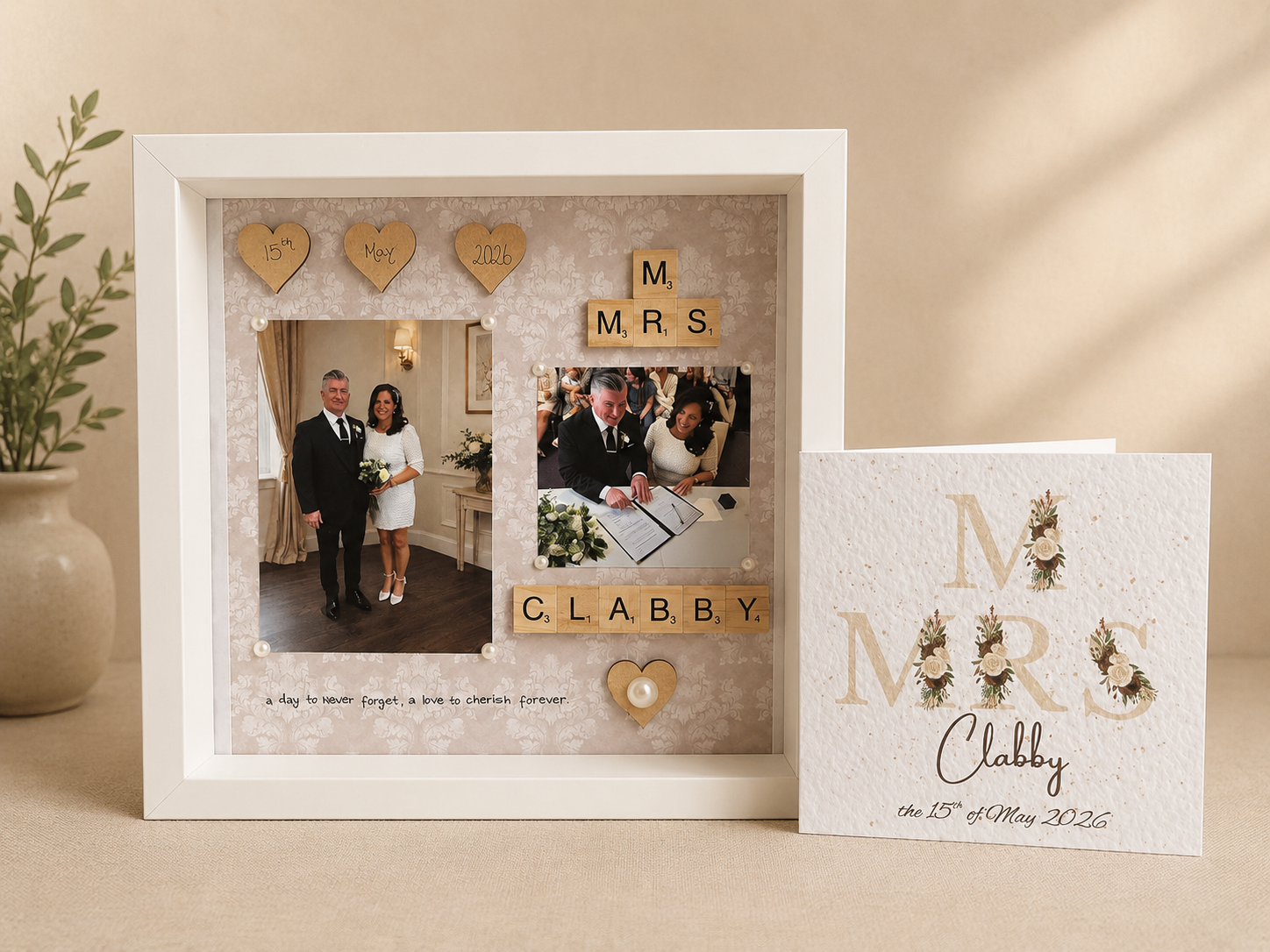 Wedding Frame-With Two Photos and Quote - Picture Perfect Scrabble