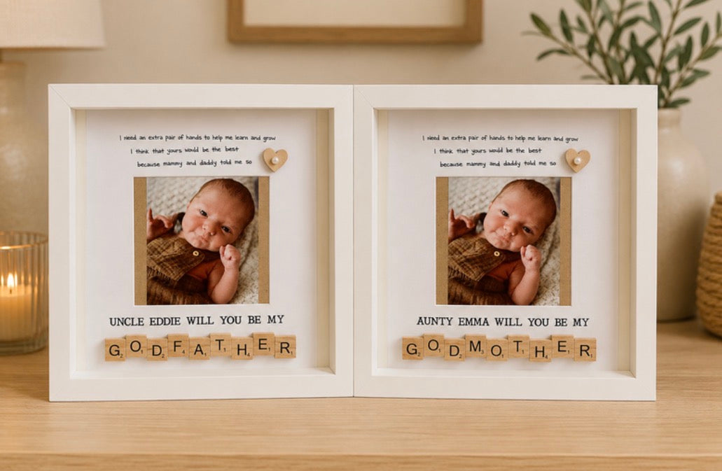 Will you be my Godmother/Godfather frame Picture Perfect Scrabble