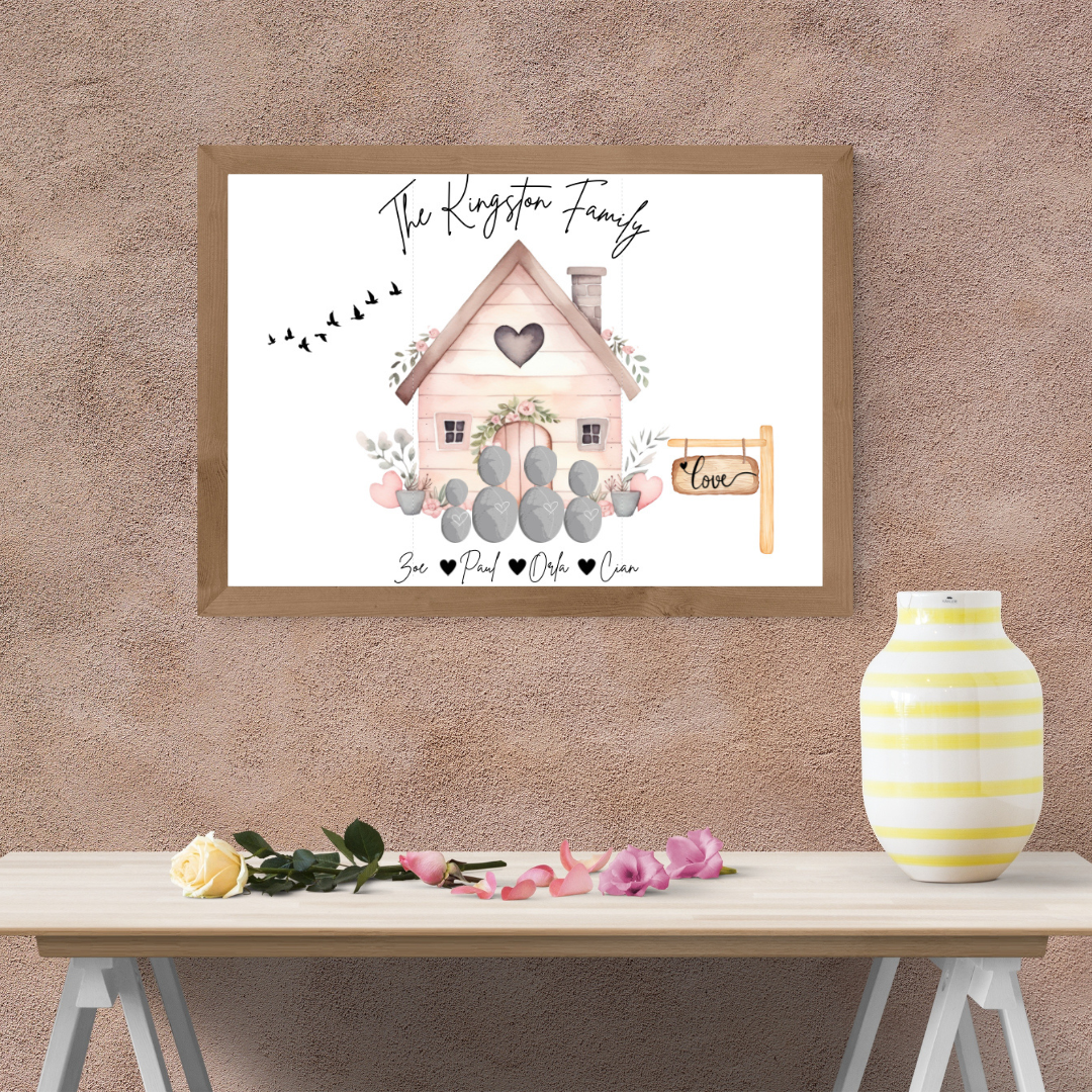 Family Pebble Framed Print - Picture Perfect Scrabble