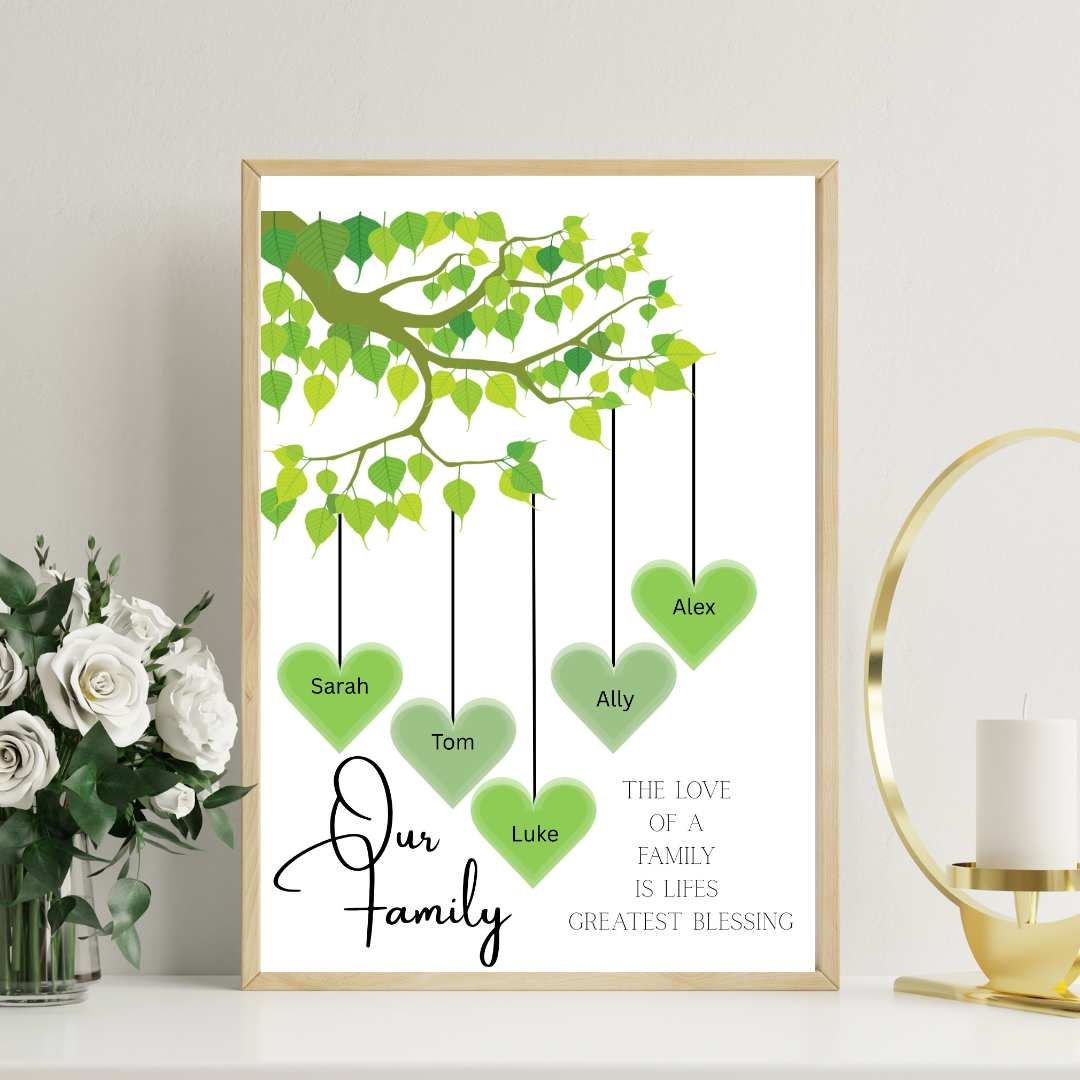Family Tree Framed Print - Picture Perfect Scrabble