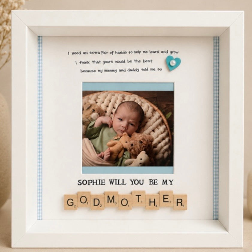 Will you be my Godmother/Godfather frame Picture Perfect Scrabble