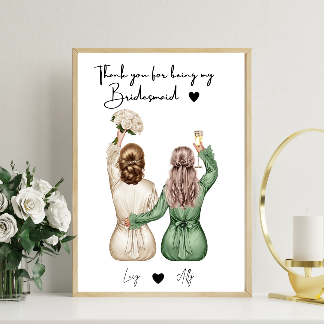 Bridesmaid/Maid of Honour Framed Print - Picture Perfect Scrabble