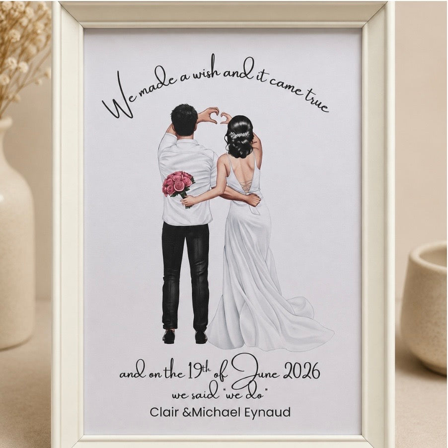 Personalised Couple Wedding Print Picture Perfect Scrabble