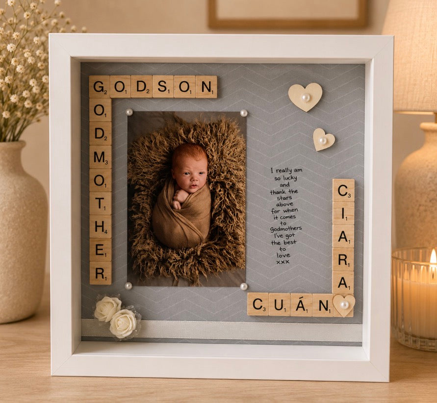 Godmother/Godfather Frame-With Photograph & Short Poem Picture Perfect Scrabble