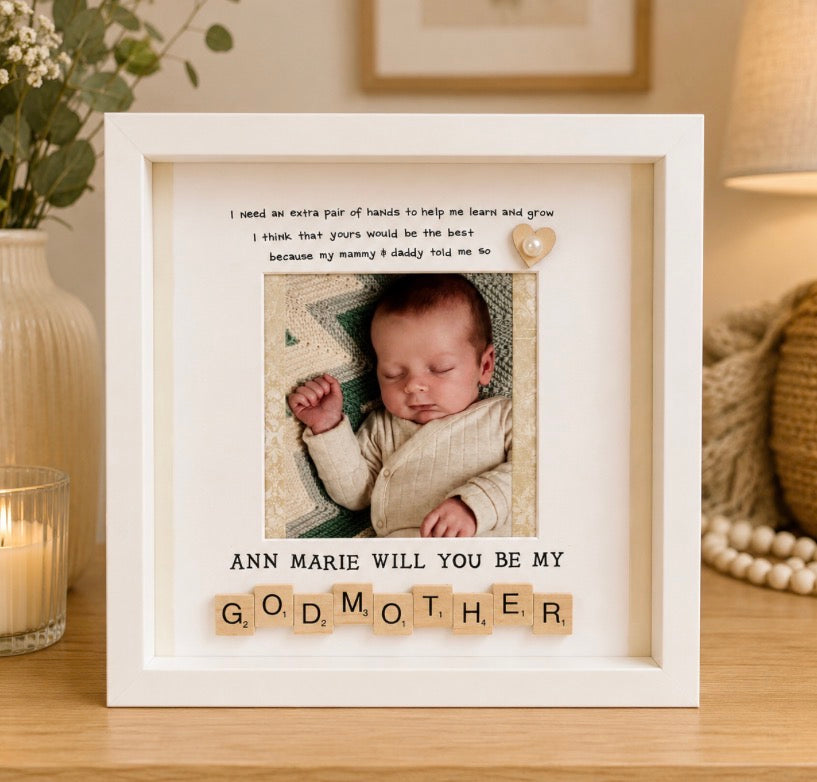 Will you be my Godmother/Godfather frame Picture Perfect Scrabble