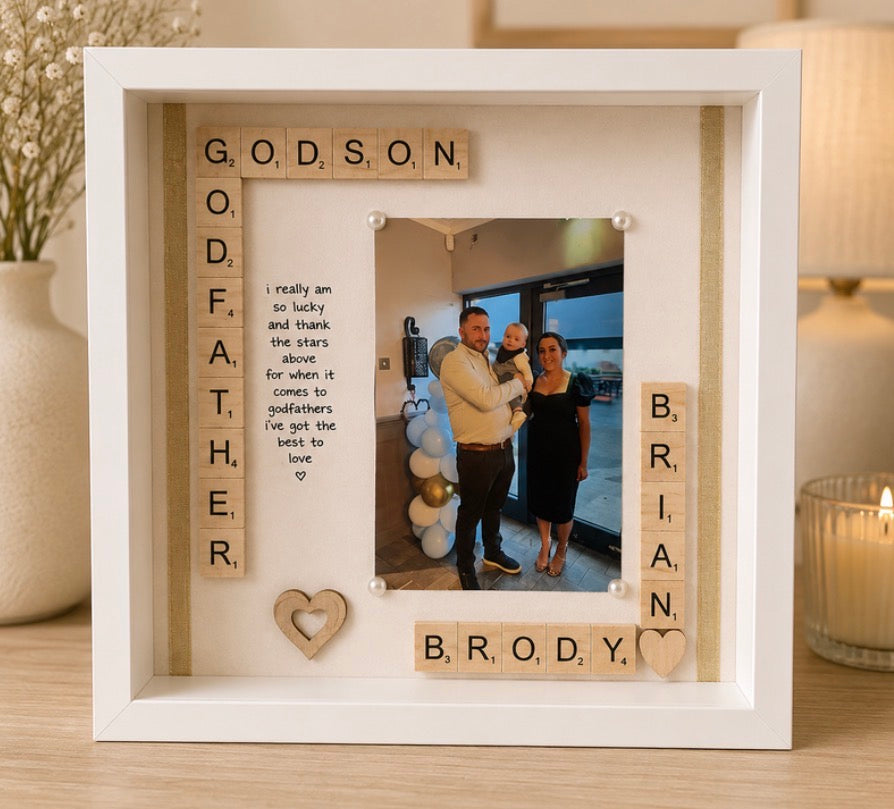 Godmother/Godfather Frame-With Photograph & Short Poem Picture Perfect Scrabble