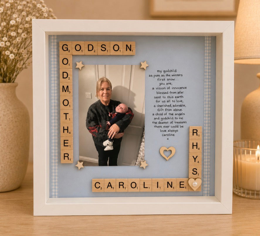 Godmother/Godfather Frame-With Photograph & Short Poem Picture Perfect Scrabble