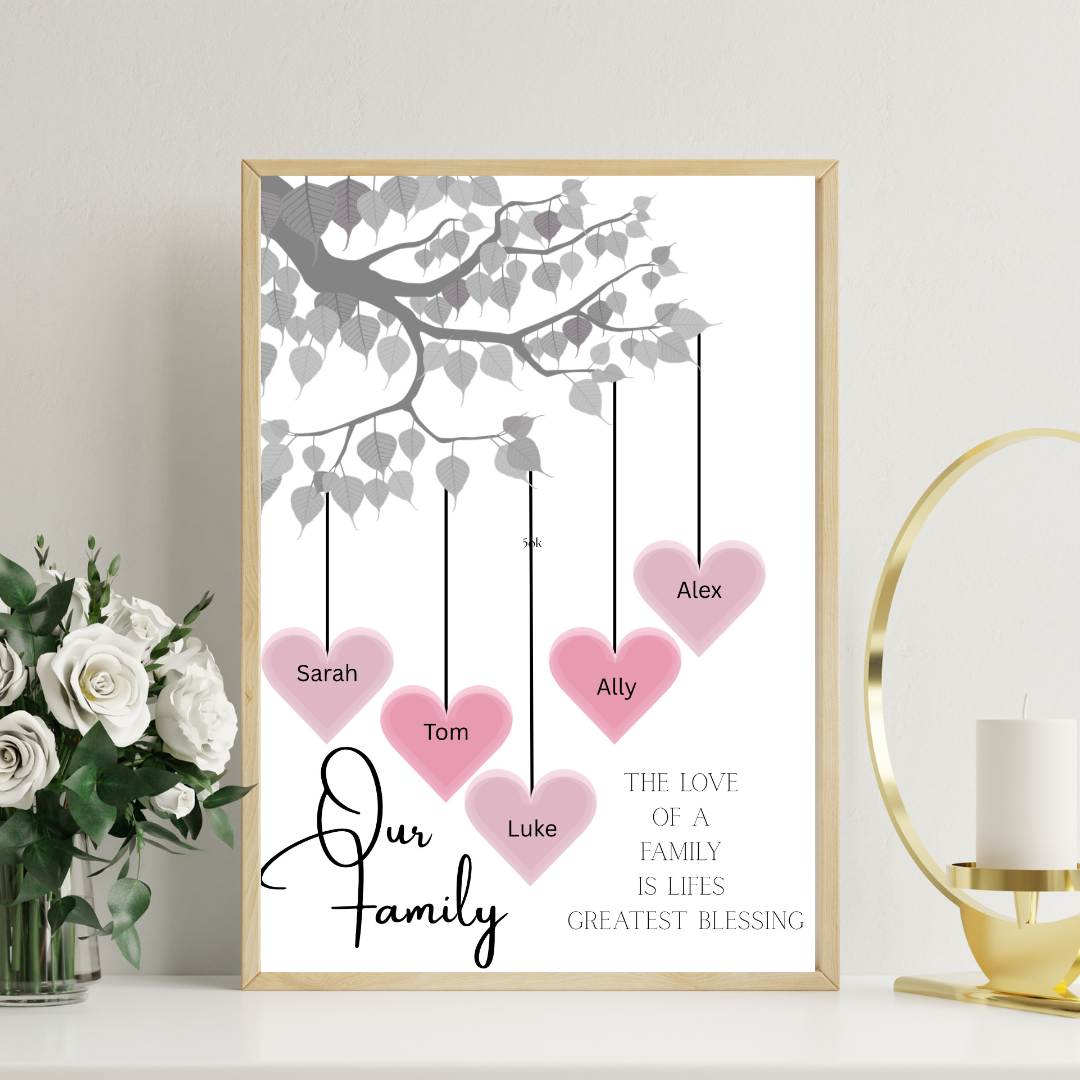 Family Tree Framed Print - Picture Perfect Scrabble