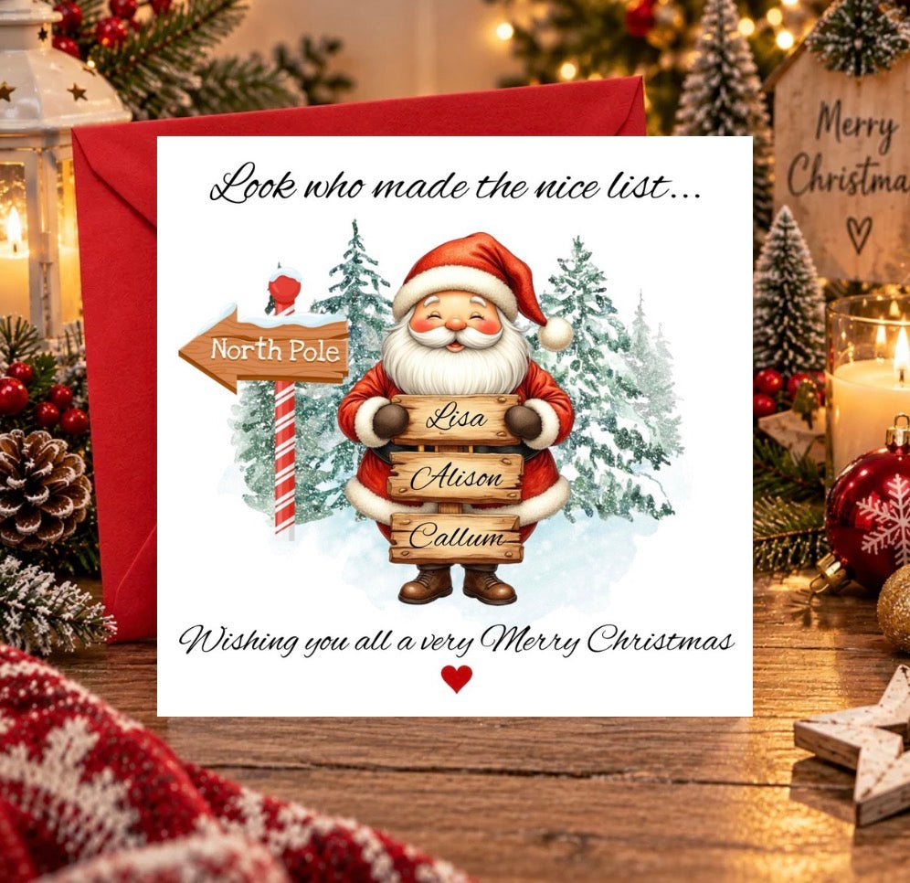 Nice List Santa Christmas Card Picture Perfect Scrabble