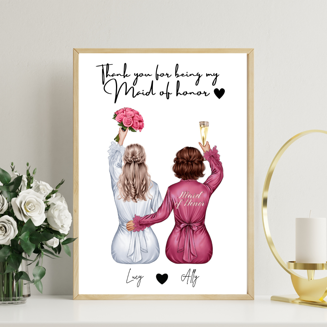 Bridesmaid/Maid of Honour Framed Print - Picture Perfect Scrabble