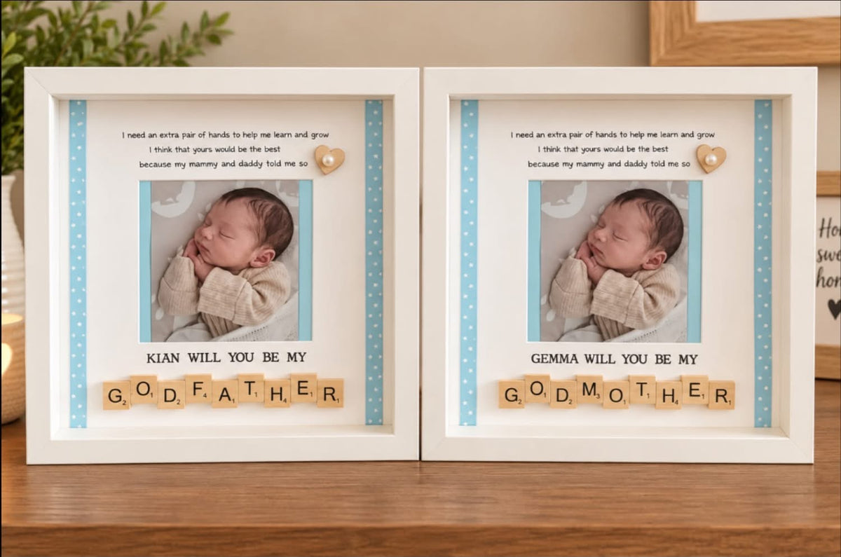Will you be my Godmother/Godfather frame Picture Perfect Scrabble
