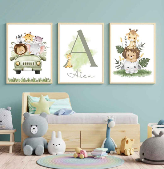 Safari Themed Framed Prints (set of three)