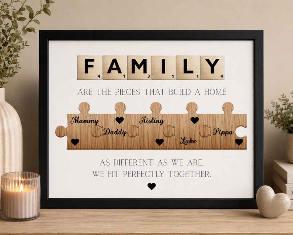 Family Puzzle Piece Framed Print