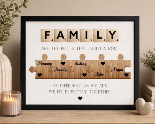 Family Puzzle Piece Framed Print