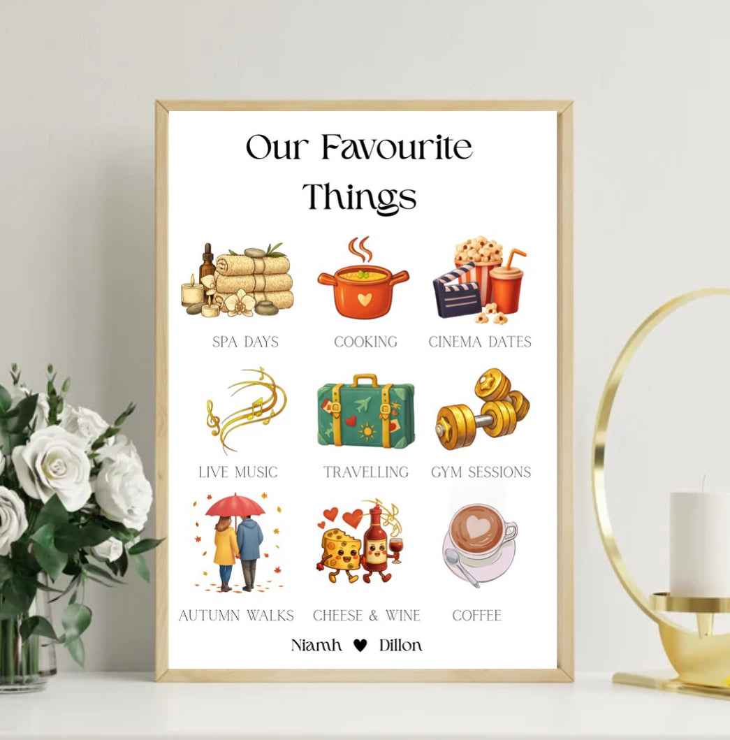 Personalised Our Favourite Things Framed Print