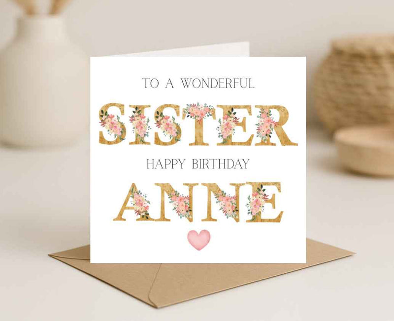 Personalised Sister/Auntie Birthday Card