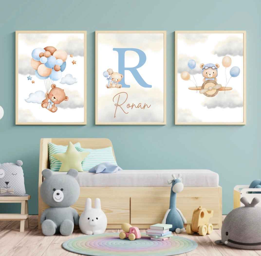 Teddy Themed Framed Prints (set of three)