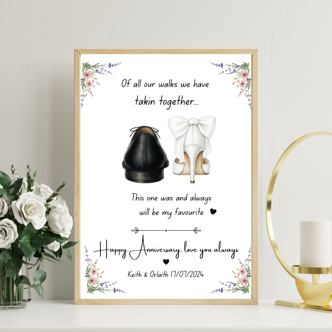 Anniversary Framed Print - Picture Perfect Scrabble