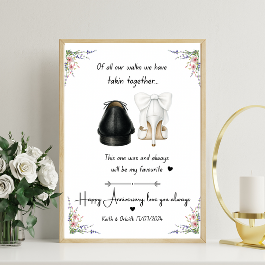 Anniversary Framed Print - Picture Perfect Scrabble