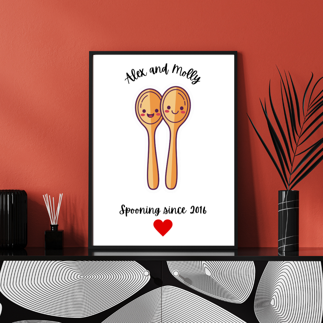 Spooning Couple Framed Print - Picture Perfect Scrabble